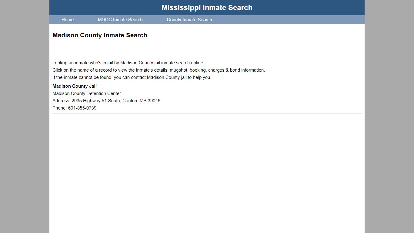 Madison County Inmate Search